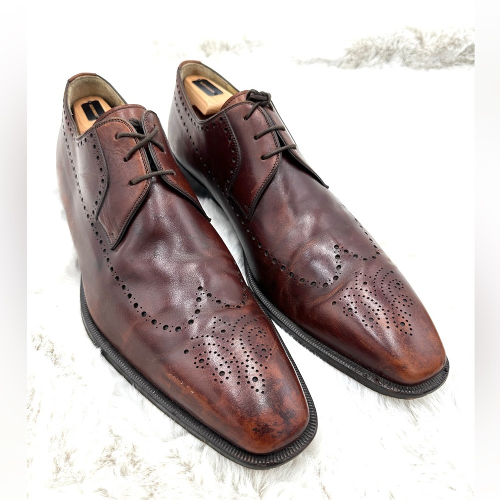 Magnanni Men’s Leather Wingtip Oxford Shoes Size 14‎ Brown Dress Shoes